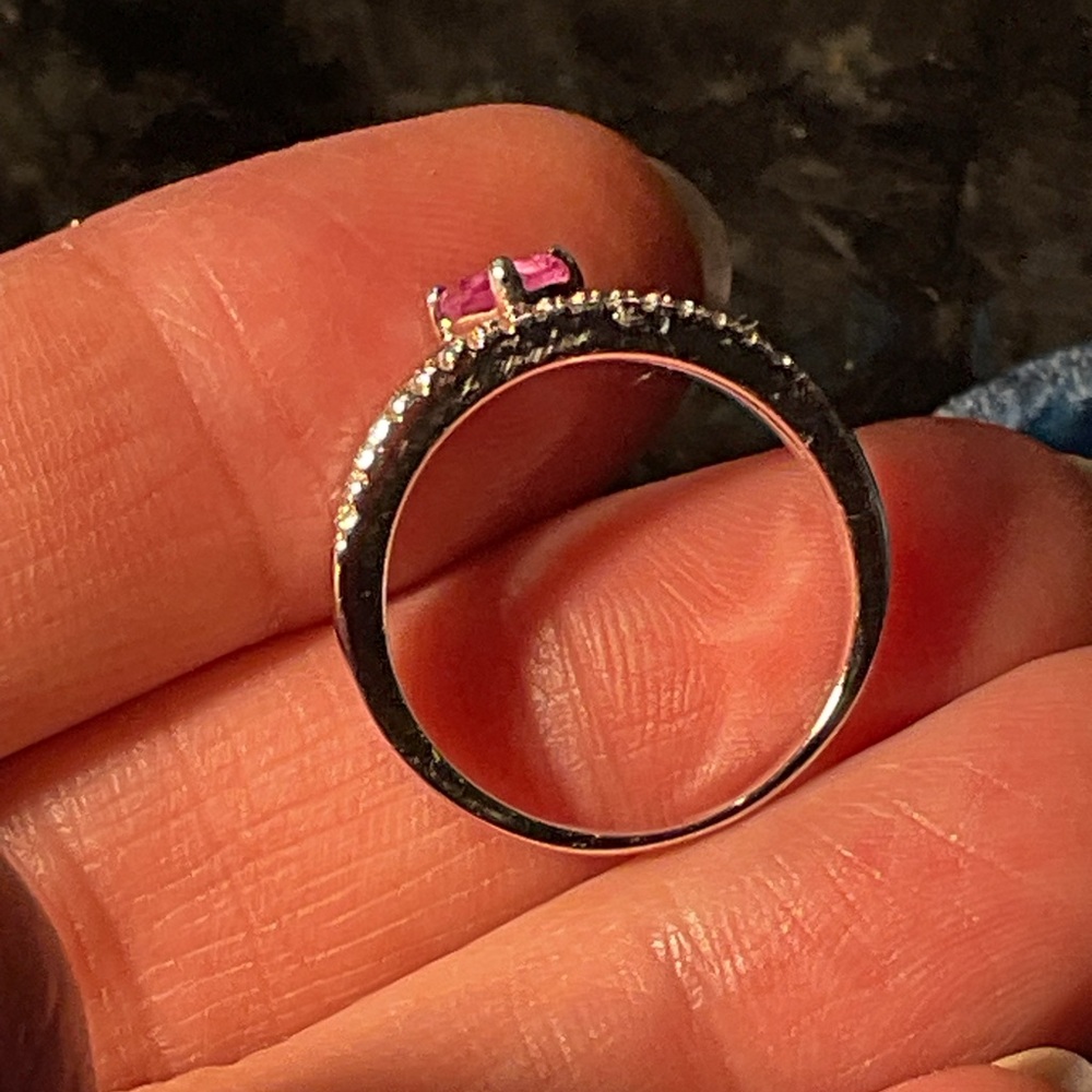 Pink Heart Ruby .925 Silver Ring - Picture 4 of 8